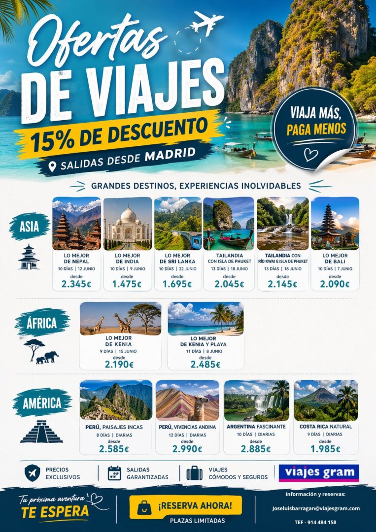 OFERTAS DEL 15% GRANDES VIAJES