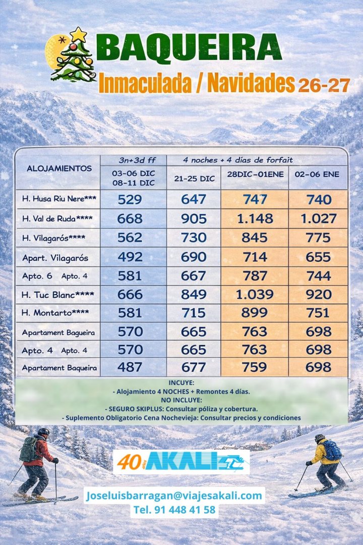 BAQUEIRA INMACULADA Y NAVIDADES 26-27