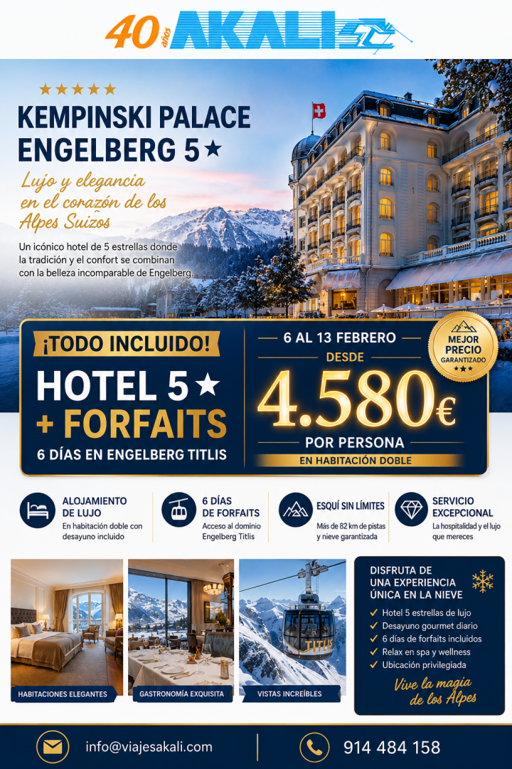 Kempinski Palace Engelberg 5★ + Forfaits Engelberg Titlis